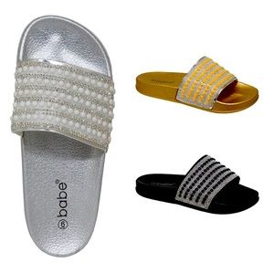 The Babe Collection Rhinestone Sandal Slippers
